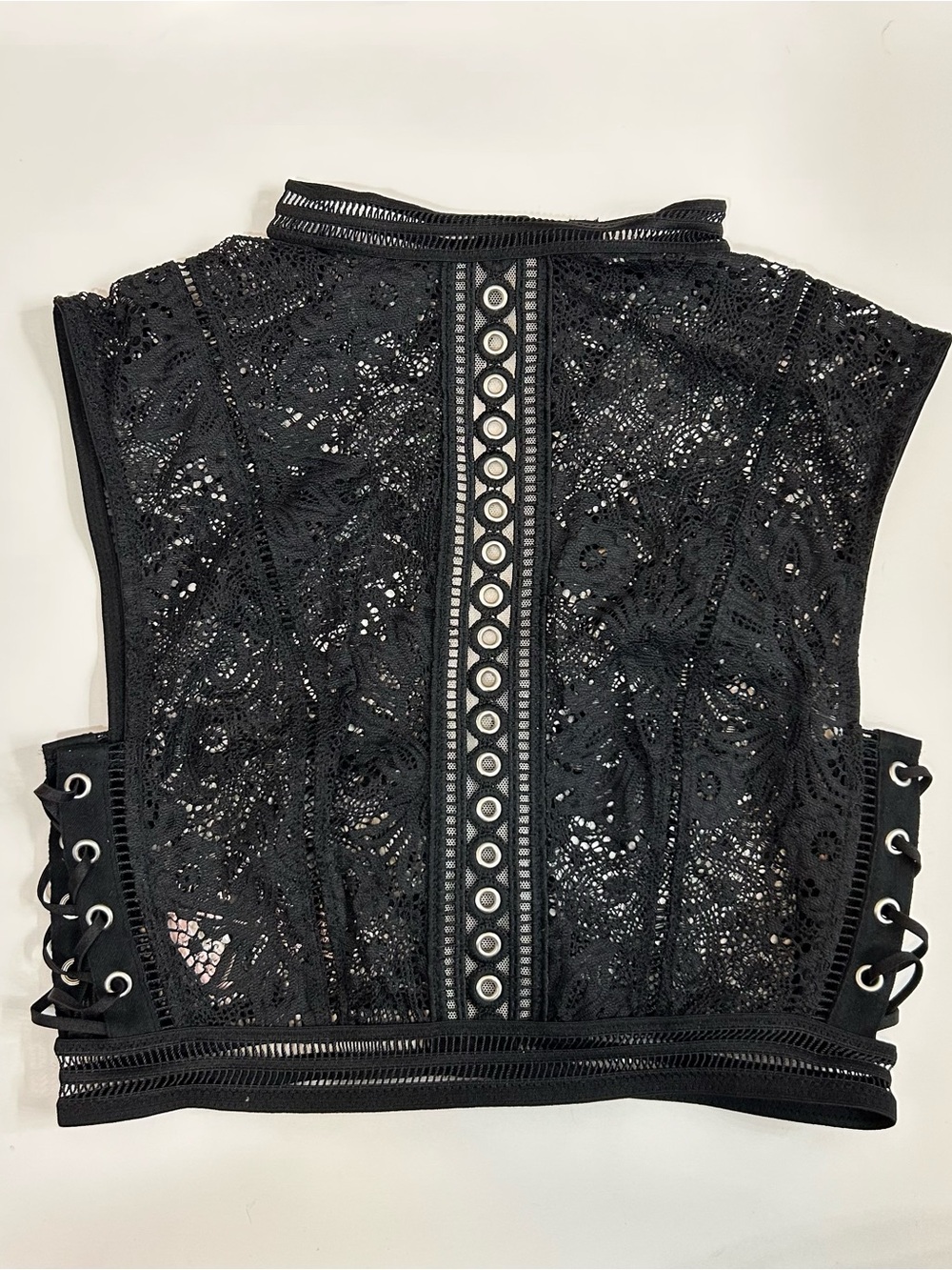Victoria’s Secret Black Lace Crop Top Sheer Lace XS Whimsigoth Witchy